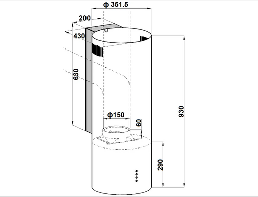 Витяжка кухонна Fabiano Cylindra 35 Silent Inox
