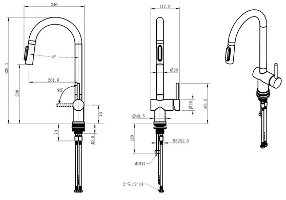 Змішувач на кухню Fabiano FKM 3127 Inox