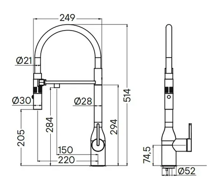 Змішувач на кухню Fabiano FKM 3129 Inox