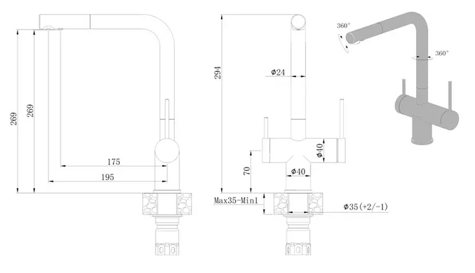 Змішувач на кухню Fabiano FKM 3114 SS Nano Copper