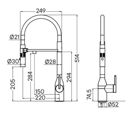 Смеситель для кухни Fabiano FKM 3129 Black Steel