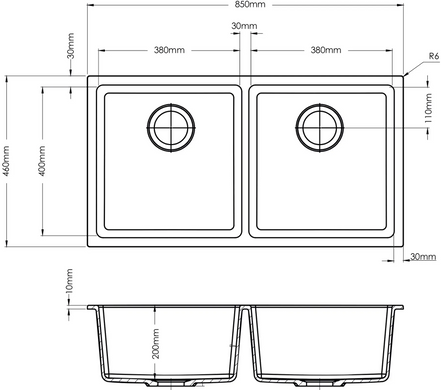 Мойка на кухню гранитная Fabiano Navio 85x46x2 Antracit